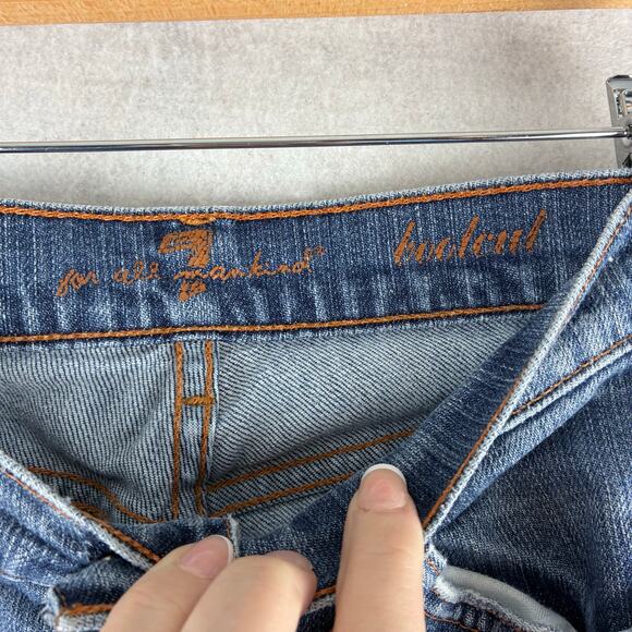 7 For All Mankind Low Rise Bootcut Jeans Women's 27 Blue Fading Western Preppy - Picture 5 of 14